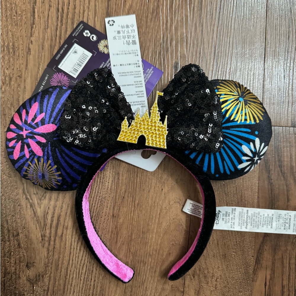 Minnie Mouse Main Attraction Nighttime Fireworks & Castle Finale Ears